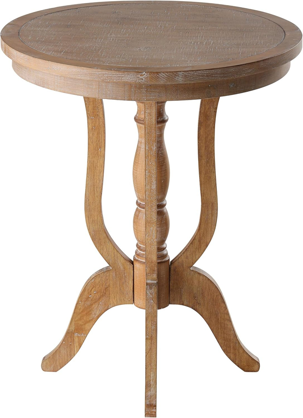 Farmhouse Accent End Table, Rustic Side Table with Natural Top for Family, Dining or Living Room, Handcrafted Finish, Narural Wood Color
