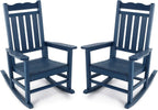 Stoog All-Weather Patio Rocking Chairs Set of 2, Outdoor Rocking Chair with 400 lbs Support, Porch Rocker, Rocking Chairs for Porch, Backyard, Garden and Deck, Blue