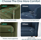 LINSY Accent Chair with Ottoman, Modern Barrel Chair Small Armchair Reading Chair with Footrest, Comfy Round Arms Chair for Living Room Bedroom Reading Room, Velvet, Olive Green