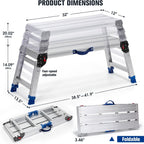 Aluminium Work Platform 660 Lbs, Portable Scaffolding Platform with One-Touch Automatic Fold, 4 Height Adjustment Step Stool, Perfect for RV Cleaning, Home Painting and Reaching High Places, Upgraded