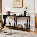 HOMISSUE Sofa Console Table, 70.9" Extra Long Sofa Table with 2-Tier Storage, Industrial Narrow Console Tables Behind Couch, Hallway Table for Entryway, Living Room, Black