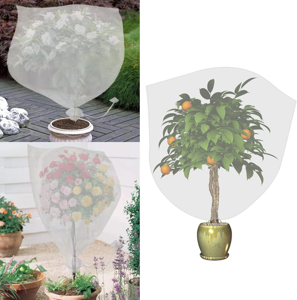 Agfabric Fruit Tree Netting Protection Bag with Drawstring,6.5x9.1 FT Garden Netting Insect Pest Barrier,Bird Netting Plant Covers for Vegetables Fruits Flower,White