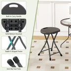 GYMAX Folding Stool, 18in Portable Collapsible Bar Stool with Handle & Steel Frame, 330lbs Sturdy Foldable Lightweight Metal Chair for Outdoor/Indoor Kitchen Home Bar, Assembly Free (Set of 1, 18inch)