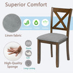 Ball & Cast Wood Frame Dining Chairs Set of 4, Modern Linen Upholstered Kitchen-Chairs with Padded Seat, 330lb Heavy Duty X-Backrest Side Chair for Dining Living Room, Easy Assembly, Walnut