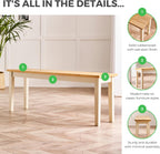 Furniturebox UK Large Wood Dining Bench - Tenby Cream Wood Indoor Bench Stool - Dining Kitchen Bedroom - Pale Oak Stain Seat Cream Legs Take on Traditional Farmhouse Dining Furniture