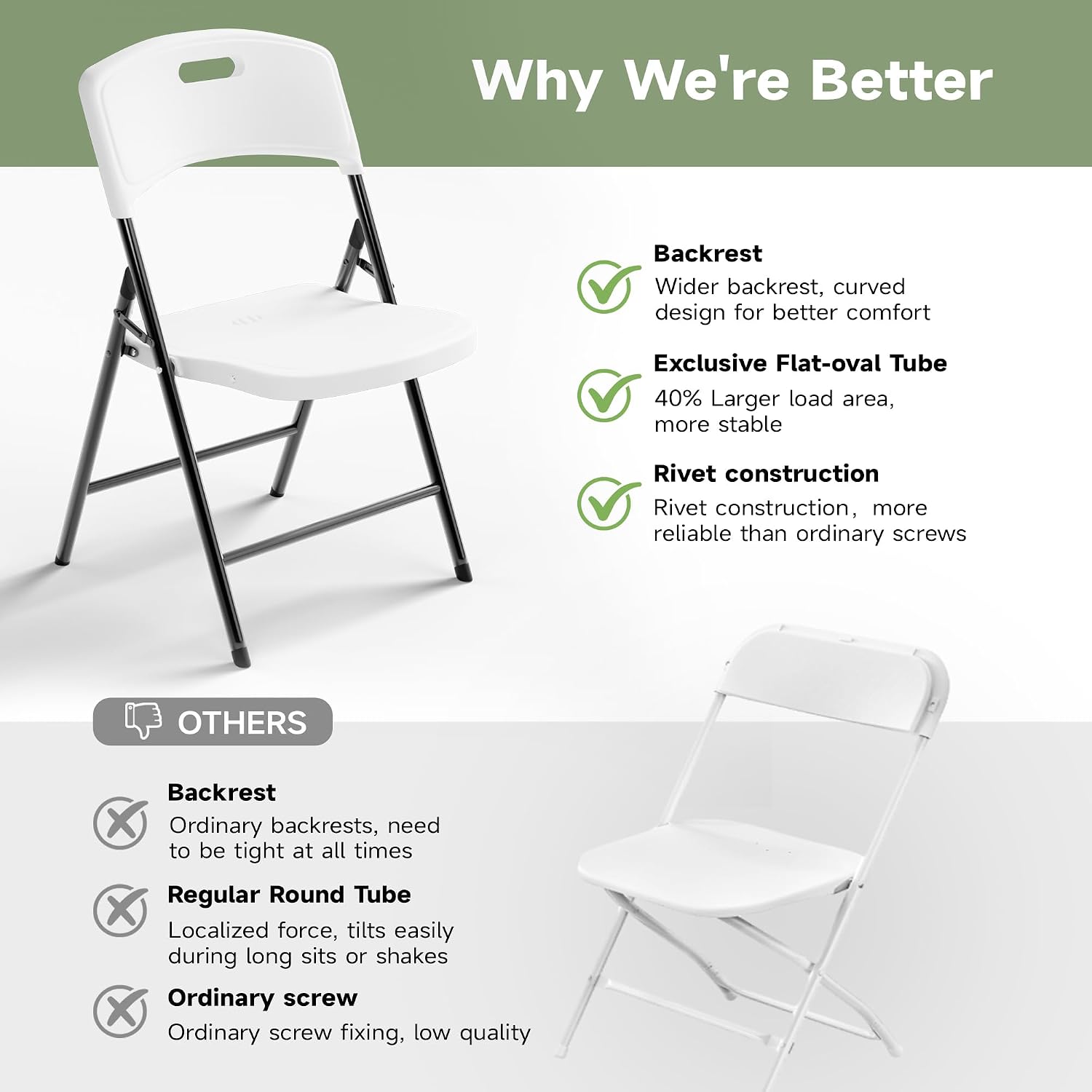 8FT Folding Table Set with 10 Folding Chairs, Heavy Duty 660 lbs Table & 600 lbs Chairs, Portable Folding Furniture Bundle for Camping, Party, Indoor & Outdoor Use