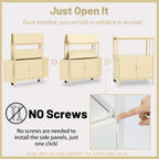 Yellow Metal Folding Storage Cabinet, Morden Foldable Sideboard, Powder Coated Steel Entryway Console Cabinet for Patio Outdoor Indoor Kitchen Bathroom, 5mins Assembly with Bolt