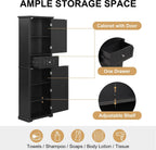 Merax 67.3" Pantry Cabinet with Three Doors & One Drawer, Adjustable Shelves Storage Cupboard for Kitchen/Dining Room/Bathroom, Black