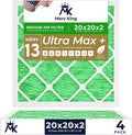 MervKing 20x20x2 Air Filter Actual Size: 19.7" x 19.7" x 1.75" MERV 13 MPR 1500-1900 | MADE IN USA | 4-Pack | Pleated HVAC AC Furnace Replacement