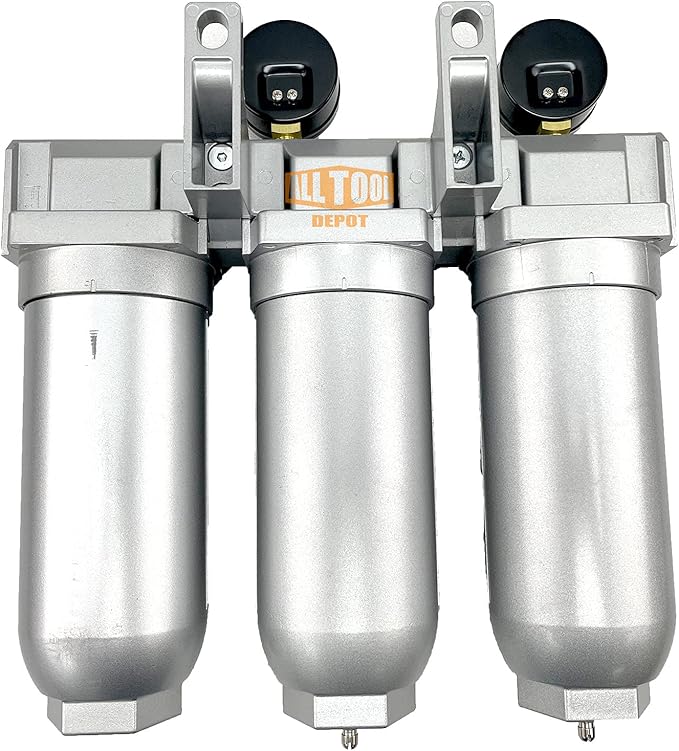 3/4" NPT SUPER DUTY Industrial Grade 3 Stages Filter Coalescing Desiccant Dryer System For Compressed Air Lines, Metal Bowls, Great For Paint Spray And Plasma Cutter (MANUAL DRAIN)