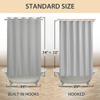 River Dream No Hook Hotel Cloth Grey Shower Curtain Soft Microfiber & Waterproof - Fabric Shower Curtain or Liner, Washable & Bottom Magnets, Gray, 71x74