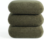Get Set Style 360° Swivel Linen Ottoman, Modern Upholstered Foot Stool, Multifunctional Vanity Chair Accent Stool for Small Space, Living Room, Bedroom, Entryway, Olive Green