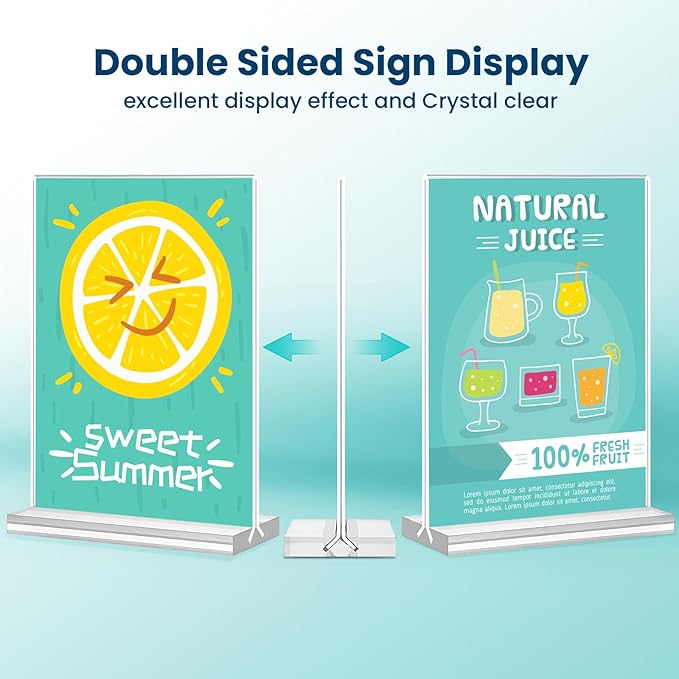 Acrylic Sign Holder, 5x7, 15 Pack Vertical Clear Table Menu Display, Double Sided, Plastic Stand, Suitable for Restaurants, Office, Store, Fair