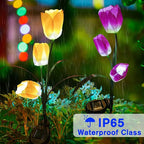 Veesee Solar Garden Outdoor Flower Light, Powered Stake for Decorative Landscape Lawn Yard Patio LED Lighting (Tulip-Purple, 2Pack)