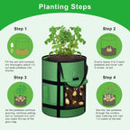 10 Gallon Potato Grow Bags with Viewing Window, 300G Nonwoven Garden Planting Pots, Heavy-Duty Surround Handles for Gardening Supplies (6Pack Grow Bags)