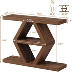 39.4" Farmhouse Console Table, Rustic Entryway Table with 3-Tier Storage Shelves, Wooden Sofa Table Behind Couch, Unique Modern Narrow Entry Table for Entrance, Hallway, Foyer, Living Room, Walnut