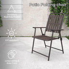 Patio Folding Chairs, Set of 2 Brown Outdoor Portable Chairs with 350 lb Capacity, Rust-Resistant Stain-Proof No Assembly Seating for Garden Balcony
