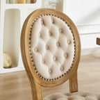 French Country Dining Chairs Set of 2,Upholstered Velvet Chairs with Round Back,Solid Wood Legs,for Living Room,Kitchen,Restaurant,Beige