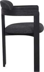 Armen Living Jazmin Contemporary Dining Chair in Black Brushed Wood Finish and Charcoal Fabric - Set of 6