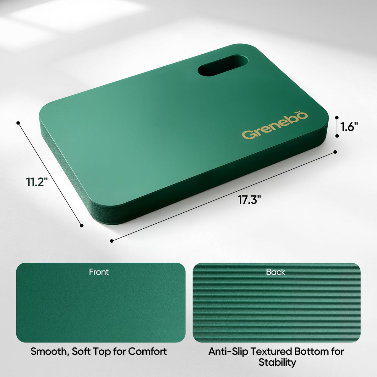 Grenebo 2-Pack Kneeling Pads, Extra Thick NBR, 17.3 x 11 x 1.6 in, Green