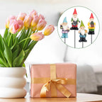 Gnomes Garden Stakes 1.4 Inch Plant Decorations for Pots Indoor Outdoor 4 Pack Miniature Gnomes Decorations for Yard Mini Gnome