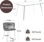7 Piece Modern Gold Dining Room Set, 63'' Luxury Minimalist Kitchen Table Set, 6 Person Clear Glass Top Rectangle Dinner Set with Pink Woven Dining Chair for Home Large Living Room