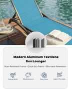Patio Chaise Lounge Chairs Set of 4, All-Weather Aluminum Pool Loungers for Outside, 5-Position Adjustable Sunbathing Chairs for Tanning, Stackable for Backyard, Poolside, Sky Blue