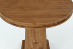LITTLE TREE Solid Wood Round Dining Table, 31.5" Small Kitchen Table for 2, Modern Farmhouse Dinner Table for Dining Room, Kitchen, Living Room, Artistic Geometric Base, Table Only (Rustic Brown)