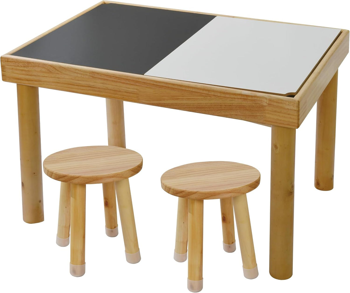 Wooden Sensory Table for Toddlers with 2 Chairs, Double-Sided Boards | Sand and water play, promotes sensory development, easy assembly, indoor outdoor use