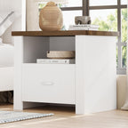 4ever2buy 23” Nightstand with Storage, Large Bedside Table End Table with Drawer, Wide Night Stand End Table for Bedroom Living Room, White