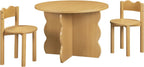 babyletto Ripple Play Table and Chairs Set in Natural Oak | GREENGUARD Gold Certified Wooden Kids Play Table & Chairs Set - Recommended For Ages 5-8, Ideal For Art & Play