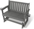 Poly Lumber Patio Glider, HIPS Material Weather-Resistant Swing Bench for Outdoor Porch Garden, Gray
