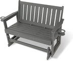 Poly Lumber Patio Glider, HIPS Material Weather-Resistant Swing Bench for Outdoor Porch Garden, Gray