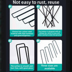 6 inch 25 Pack Black Galvanized Landscape Staples 11 Gauge Garden Stakes Pins Anti-Rust Ground Stakes U-Shaped Tent Stakes are Used for Weed Barrier, Irrigation Tubing, Yard Lawn, Landscape Fabric