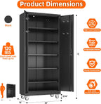SUXXAN 71" Metal Storage Cabinet with Wheels, Pegboard, Lock, 5 Shelves | Locking steel cabinet with wheels, pegboard and 5 shelves for garage, workshop, office or pantry; assembly required.