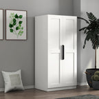 Standalone Pantry Cabinet Buffet Sideboard Cupboard with Double Doors, Multi-Level Shelving, Tall Organizer Storage for Kitchen Dining Living Hallway Bathroom, Modern Retro Furniture (White)
