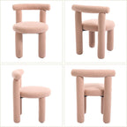Boucle Dining Chairs Set of 2, Mid Morden Century Chairs with Curved Back Round Upholstered Round Dining Chairs, Armless,for Bedroom Kitchen and Dining Living Reading Room Reception, Pink