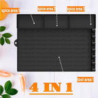 Upgrade Griddle Mat Compatible with Blackstone, Easy to Clean Silicone Grill Tools Mat, Grill Mat for Outdoor Grill, Side Shelf Mat Grill Pad (Black)