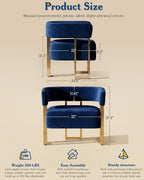 AODAILIHB Blue Modern Accent Chairs Set of 2, Velvet Barrel Chairs with Gold Metal Legs - Upholstered Armchairs for Living Room, Bedroom, Lounge & Waiting Room