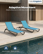 Patio Chaise Lounge Chairs Set of 4, All-Weather Aluminum Pool Loungers for Outside, 5-Position Adjustable Sunbathing Chairs for Tanning, Stackable for Backyard, Poolside, Sky Blue