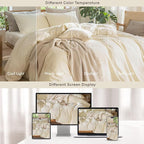 MooMee Bedding Duvet Cover Set 100% Washed Cotton Linen Like Textured Breathable Durable Soft Comfy (Solid Cream White, Super King 108"x98")