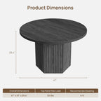 SICOTAS Round Dining Table for 4 6 People 47" Fluted Kitchen Dinner Table Modern Wooden Circle Dining Room Table with Sturdy Base for Dining Room Kitchen Living Room, Dark Grey Alder