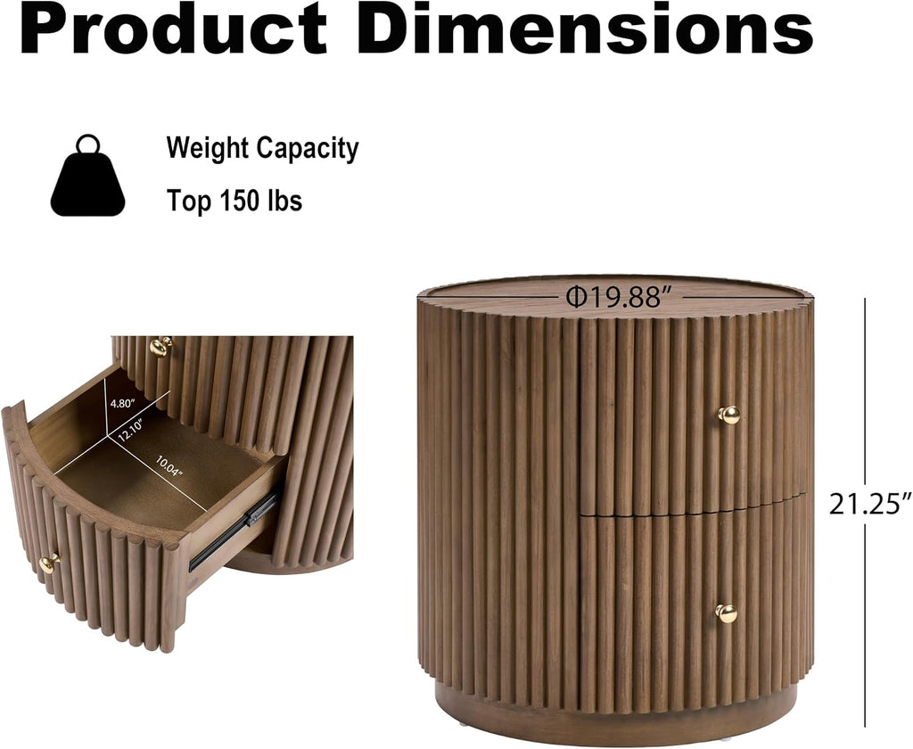 Christopher Knight Home Amano Modern Coffee Table Set of 2, Wooden Round Side Table and Coffee Table Set, Living Room Center Table Set, Walnut