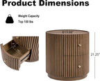 Christopher Knight Home Amano Modern Coffee Table Set of 2, Wooden Round Side Table and Coffee Table Set, Living Room Center Table Set, Walnut