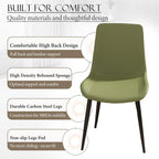 Modern Dining Chairs Set of 4, PU Leather Upholstered Dinner Chairs with Sturdy Metal Legs and Comfort Backrest, Armless Accent Side Chairs for Home Kitchen, Living Room (Green)