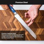 Misen Serrated Bread Knife – High-Carbon Japanese AUS8 Steel – Effortless Slicing of Bread, Pastries, and Fruits – Razor-Sharp Edge and Durable Blade with Ergonomic Handle - 8", Black