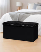 B FSOBEIIALEO Storage Ottoman Bench, 30" Velvet Ottoman with Storage, Black | Storage Chest, Luxury Tufted Foldable Long Storage Bench for Bedroom , Living Room, Entryway, End of bed