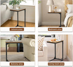 C Shaped End Tables Set of 2,Sofa Table with Metal Frame,Couch Tables with Adjustable Feet,Modern C-Design Small Side Table for Small Space, Side Tables for Living Room, Bedroom