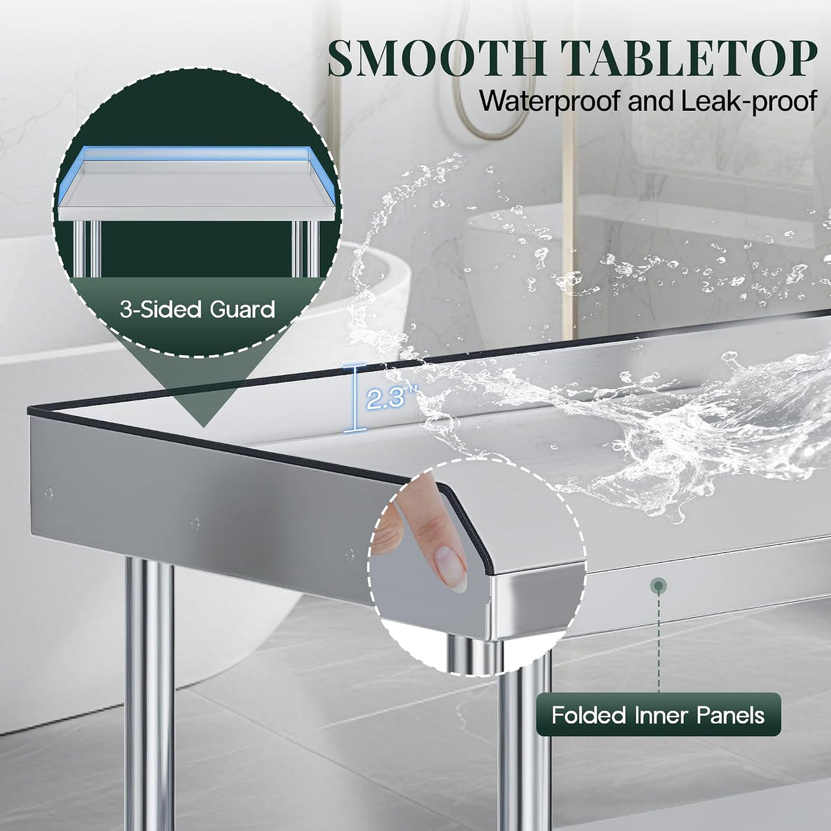 Jocisland 25"x28" Stainless Steel Equipment Stand & Equipment Grill Stand Table, NSF Certified with Adjustable Undershelf, Wheels and Edge Baffle for Commercial Kitchen, Restaurant & Home