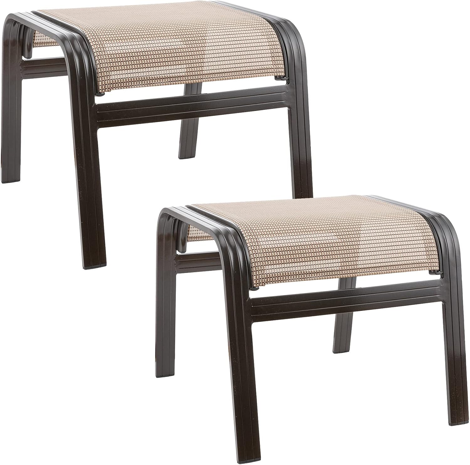 Summerville Outdoor Ottomans Textliene Patio Furniture Small Seating Furniture Aluminum Metal Footstools for Rest Set of 2